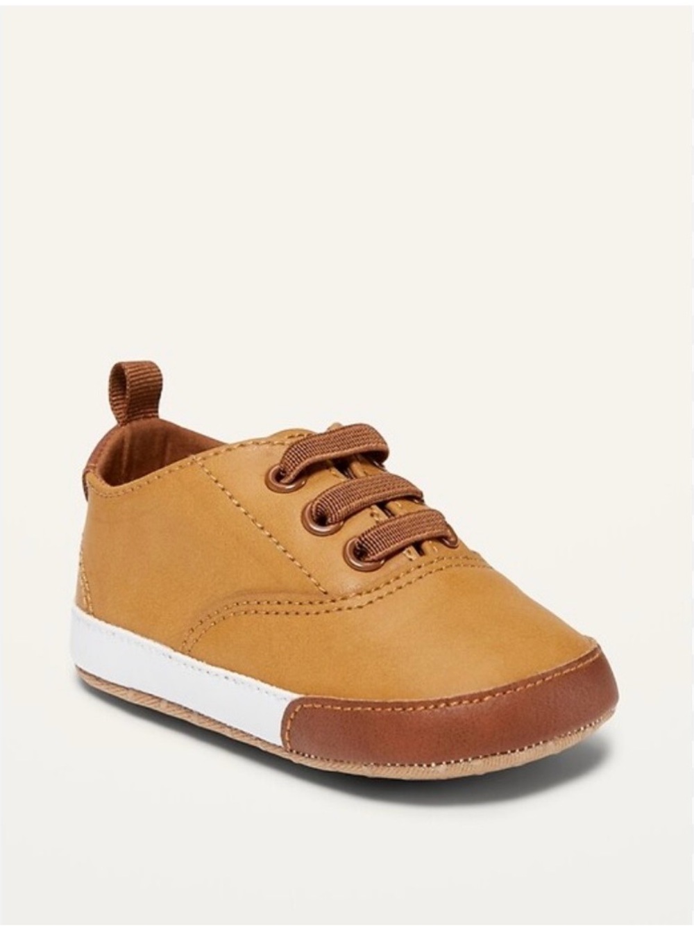 Old Navy color-blocked faux-leather baby sneakers Size 3-6 Months Chestnut Brown
